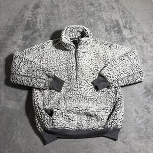 Express Jacket Small Gray Sherpa Half Zip Pullover Deep Pile Cozy Sweater
